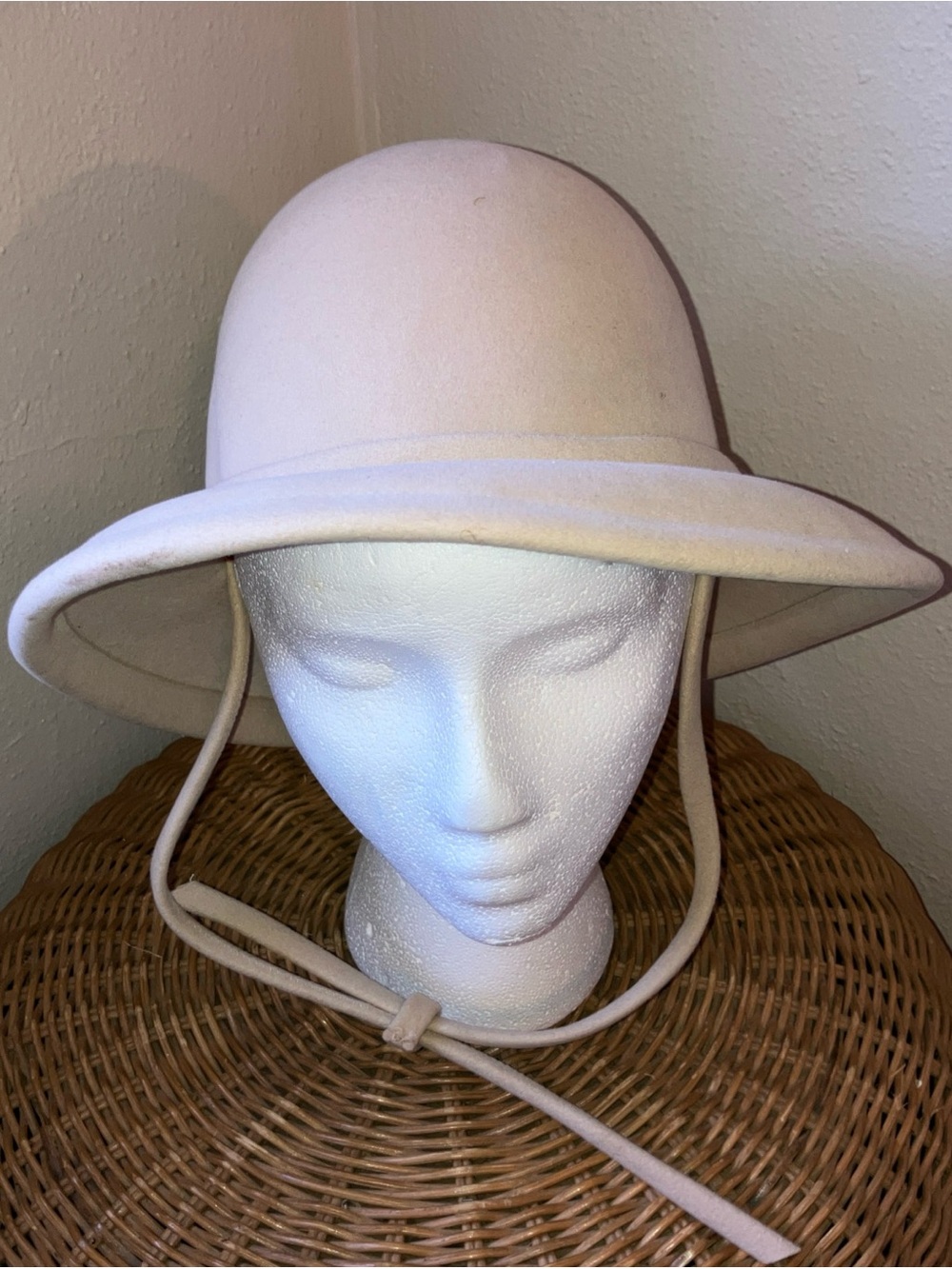 vintage Frank Olive ivory wool felt pith-style dome hat